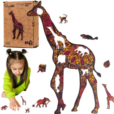PUZZLE DREWNIANE UKŁADANKA ŻYRAFA CĘTKOWANA PUZZLE DREWNIANE UKŁADANKA ŻYRAFA CĘTKOWANA
