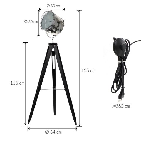 Drewniana lampa - trójnóg 64×153cm Drewniana lampa - trójnóg 64×153cm