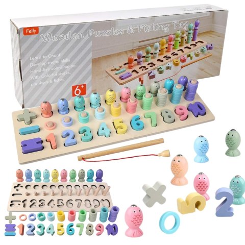 DREWNIANA UKŁADANKA TRENING MÓZGU MONTESSORI PUZZLE CYFERKI ŁOWIENIE RYBEK DREWNIANA UKŁADANKA TRENING MÓZGU MONTESSORI PUZZLE CYFERKI ŁOWIENIE RYBEK