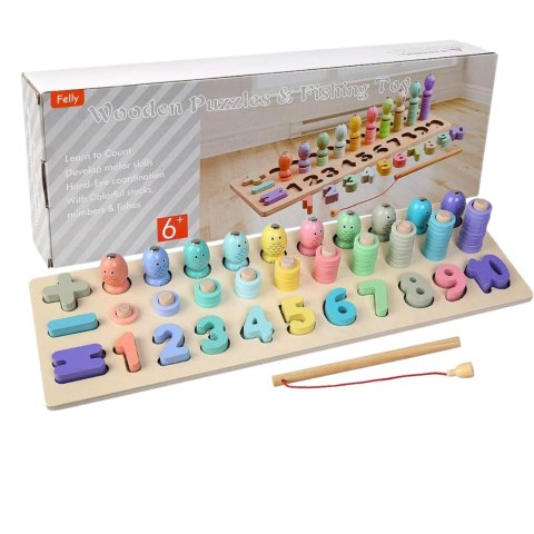 DREWNIANA UKŁADANKA TRENING MÓZGU MONTESSORI PUZZLE CYFERKI ŁOWIENIE RYBEK DREWNIANA UKŁADANKA TRENING MÓZGU MONTESSORI PUZZLE CYFERKI ŁOWIENIE RYBEK