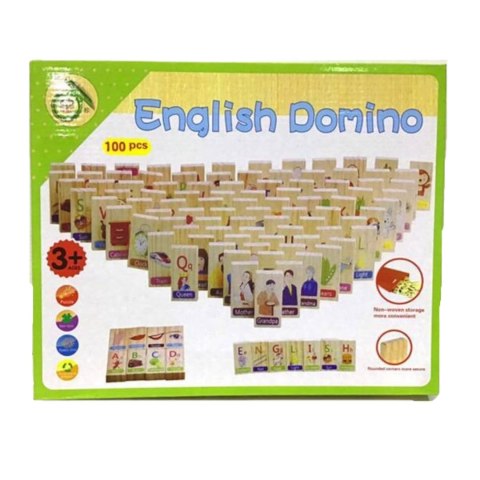 DREWNIANE DOMINO EDUKACYJNE Z OBRAZKAMI NAUKA ANGIELSKIEGO KOSTKI 100el DREWNIANE DOMINO EDUKACYJNE Z OBRAZKAMI NAUKA ANGIELSKIEGO KOSTKI 100el