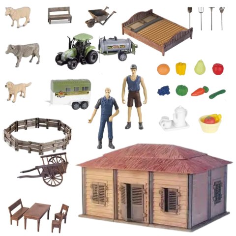 FARMA Z DOMKIEM ROLNIKA ZESTAW ZWIERZĘTA ROLNICY ZAGRODA AKCESORIA FARMA Z DOMKIEM ROLNIKA ZESTAW ZWIERZĘTA ROLNICY ZAGRODA AKCESORIA