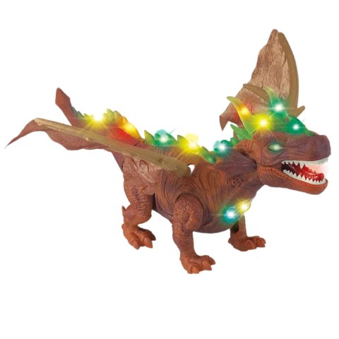 DINOZAUR SMOK Z RUCHOMYMI SKRZYDŁAMI ŚWIATŁO DŻWIĘK CHODZI RYCZY DUŻY DINOZAUR SMOK Z RUCHOMYMI SKRZYDŁAMI ŚWIATŁO DŻWIĘK CHODZI RYCZY DUŻY