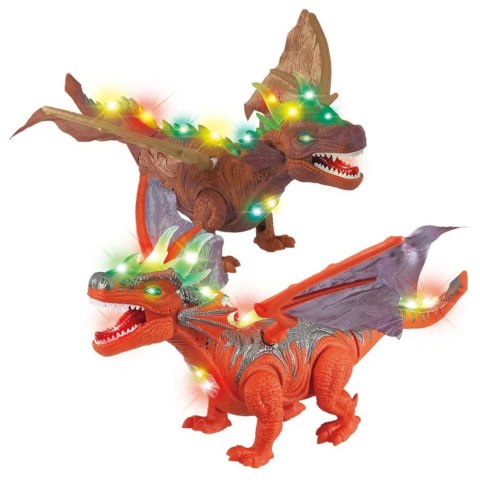DINOZAUR SMOK Z RUCHOMYMI SKRZYDŁAMI ŚWIATŁO DŻWIĘK CHODZI RYCZY DUŻY DINOZAUR SMOK Z RUCHOMYMI SKRZYDŁAMI ŚWIATŁO DŻWIĘK CHODZI RYCZY DUŻY