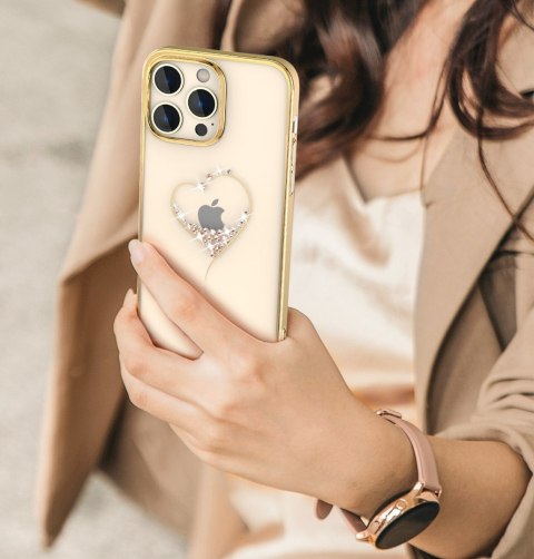 Etui do telefonu iPhone 14 Plus ozdobione kryształami Wish Series złote Etui do telefonu iPhone 14 Plus ozdobione kryształami Wish Series złote