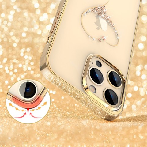 Etui do telefonu iPhone 14 Plus ozdobione kryształami Wish Series złote Etui do telefonu iPhone 14 Plus ozdobione kryształami Wish Series złote