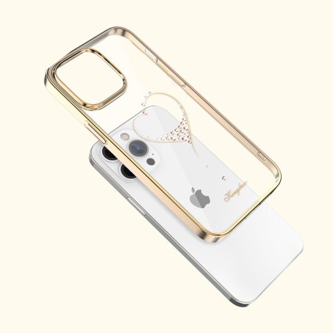 Etui do telefonu iPhone 14 Plus ozdobione kryształami Wish Series złote Etui do telefonu iPhone 14 Plus ozdobione kryształami Wish Series złote