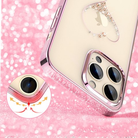 Etui do telefonu iPhone 14 Pro ozdobione kryształami Wish Series różowe Etui do telefonu iPhone 14 Pro ozdobione kryształami Wish Series różowe