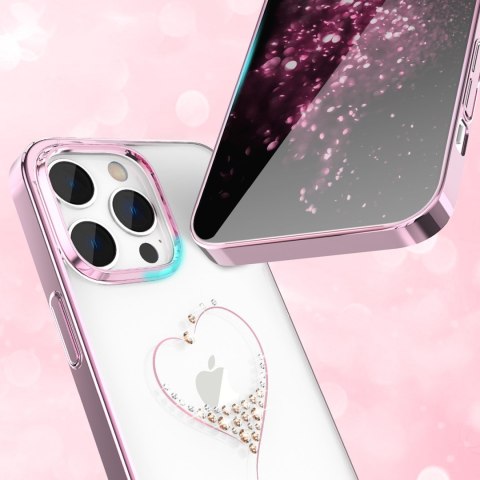 Etui do telefonu iPhone 14 Pro ozdobione kryształami Wish Series różowe Etui do telefonu iPhone 14 Pro ozdobione kryształami Wish Series różowe