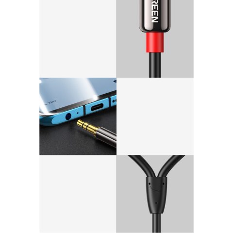 Kabel przewód audio 3.5 mm mini jack - 2x RCA 5m czarny Kabel przewód audio 3.5 mm mini jack - 2x RCA 5m czarny