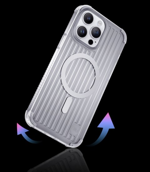 Magnetyczne etui iPhone 14 MagSafe PQY Go Out Series srebrne Magnetyczne etui iPhone 14 MagSafe PQY Go Out Series srebrne
