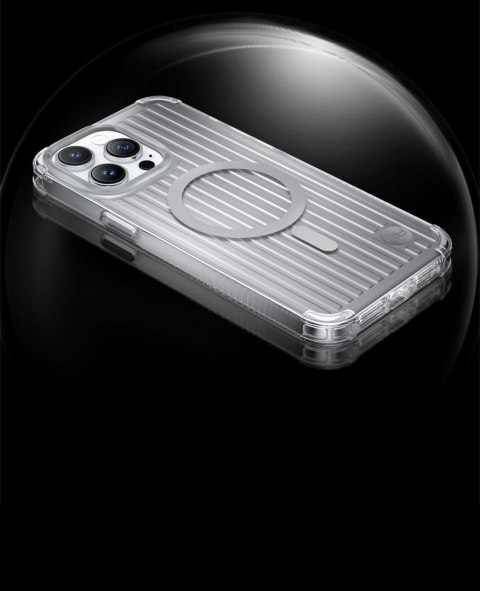 Magnetyczne etui iPhone 14 MagSafe PQY Go Out Series srebrne Magnetyczne etui iPhone 14 MagSafe PQY Go Out Series srebrne