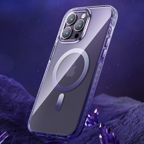 Magnetyczne etui iPhone 14 MagSafe PQY Ice Crystal Series fioletowe Magnetyczne etui iPhone 14 MagSafe PQY Ice Crystal Series fioletowe
