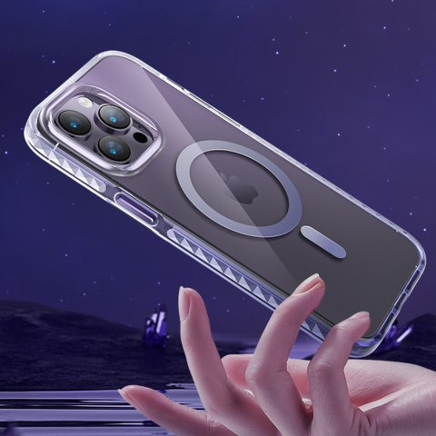 Magnetyczne etui iPhone 14 MagSafe PQY Ice Crystal Series fioletowe Magnetyczne etui iPhone 14 MagSafe PQY Ice Crystal Series fioletowe