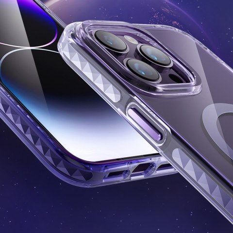 Magnetyczne etui iPhone 14 MagSafe PQY Ice Crystal Series fioletowe Magnetyczne etui iPhone 14 MagSafe PQY Ice Crystal Series fioletowe