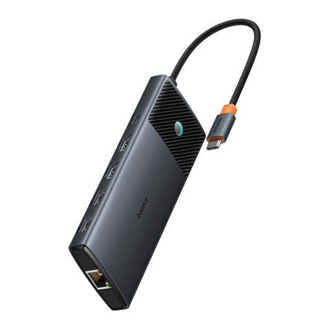10w1 HUB Adapter USB-C do USB-C PD / 3x USB-A / 2x HDMI / RJ-45 / SD / TF czarny 10w1 HUB Adapter USB-C do USB-C PD / 3x USB-A / 2x HDMI / RJ-45 / SD / TF czarny