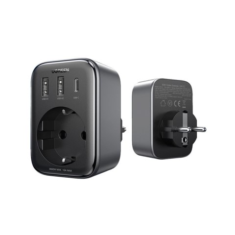 2w1 Ładowarka sieciowa adapter EU AC 13A 2x USB USB-C 30W wtyczka EU czarna 2w1 Ładowarka sieciowa adapter EU AC 13A 2x USB USB-C 30W wtyczka EU czarna