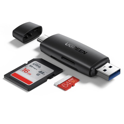 Adapter 2 wtyczki USB-A i USB-C czytnik kart SD i micro SD czarny Adapter 2 wtyczki USB-A i USB-C czytnik kart SD i micro SD czarny