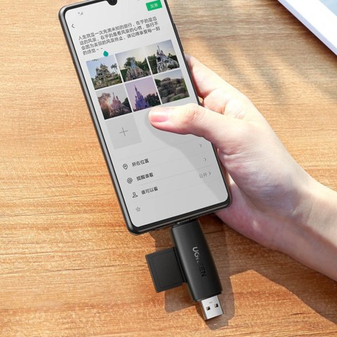 Adapter 2 wtyczki USB-A i USB-C czytnik kart SD i micro SD czarny Adapter 2 wtyczki USB-A i USB-C czytnik kart SD i micro SD czarny