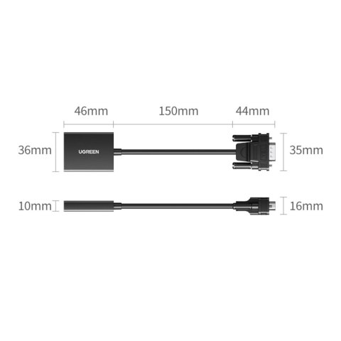 Adapter przejściówka z gniazda VGA na HDMI 15cm czarny Adapter przejściówka z gniazda VGA na HDMI 15cm czarny