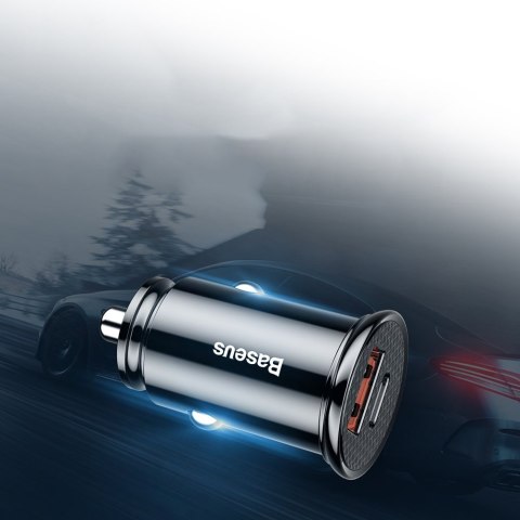 Inteligentna ładowarka samochodowa z portami USB i USB-C QC PD czarny Inteligentna ładowarka samochodowa z portami USB i USB-C QC PD czarny