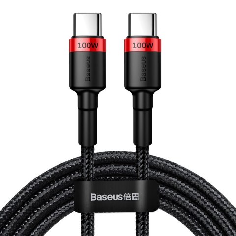 Nylonowy mocny kabel przewód USB-C PD 100W 20V 5A 2m czarny Nylonowy mocny kabel przewód USB-C PD 100W 20V 5A 2m czarny