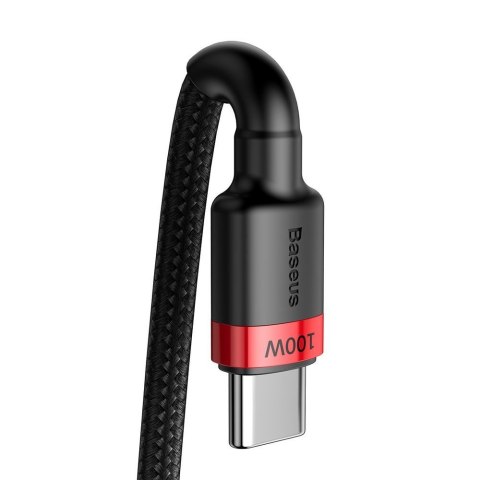 Nylonowy mocny kabel przewód USB-C PD 100W 20V 5A 2m czarny Nylonowy mocny kabel przewód USB-C PD 100W 20V 5A 2m czarny