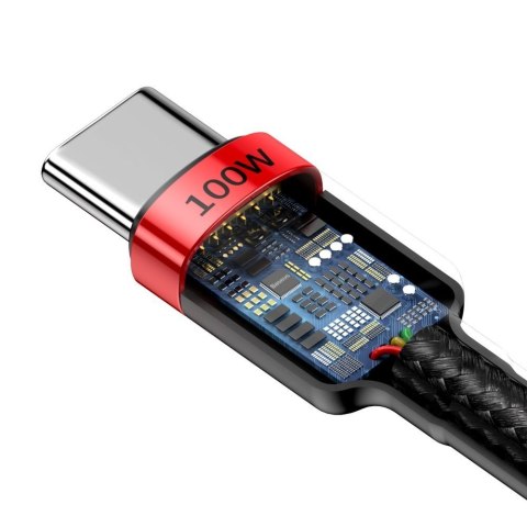 Nylonowy mocny kabel przewód USB-C PD 100W 20V 5A 2m czarny Nylonowy mocny kabel przewód USB-C PD 100W 20V 5A 2m czarny