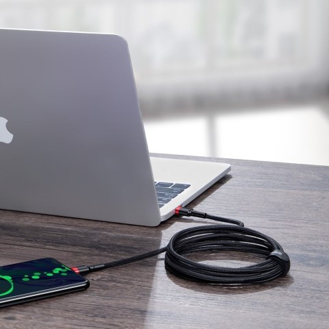 Nylonowy mocny kabel przewód USB-C PD 100W 20V 5A 2m czarny Nylonowy mocny kabel przewód USB-C PD 100W 20V 5A 2m czarny