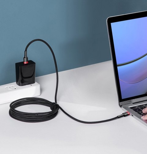Nylonowy mocny kabel przewód USB-C PD 100W 20V 5A 2m czarny Nylonowy mocny kabel przewód USB-C PD 100W 20V 5A 2m czarny