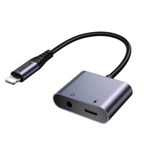 2w1 Adapter przejściówka do iPhone ładowarka + słuchawki Lightning / mini jack 3.5mm czarny 2w1 Adapter przejściówka do iPhone ładowarka + słuchawki Lightning / mini jack 3.5mm czarny