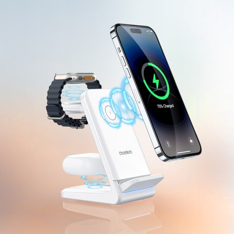 4w1 Stacja ładująca ładowarka indukcyjna Choetech T608 15W biała 4w1 Stacja ładująca ładowarka indukcyjna Choetech T608 15W biała