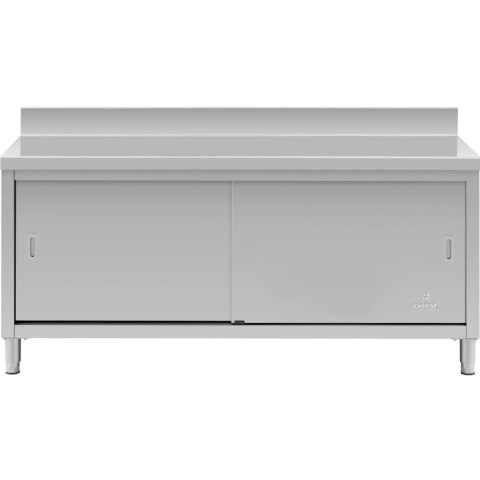Stół blat roboczy centralny z szafką rantem drzwi suwane 180 x 70 x 97 cm Stół blat roboczy centralny z szafką rantem drzwi suwane 180 x 70 x 97 cm