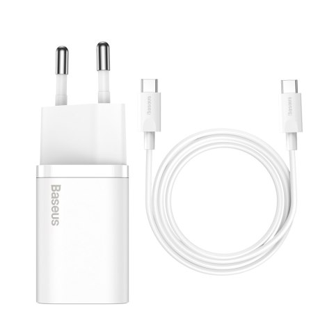 Szybka ładowarka sieciowa Si 25W 3A z kablem USB-C 1m biały Szybka ładowarka sieciowa Si 25W 3A z kablem USB-C 1m biały