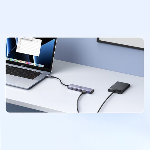 5w1 Wielofunkcyjny HUB adapter USB-C 3x USB-A HDMI 4K PD 100W szary 5w1 Wielofunkcyjny HUB adapter USB-C 3x USB-A HDMI 4K PD 100W szary