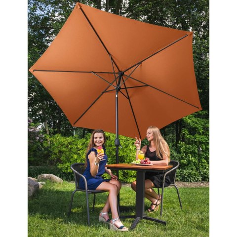 Parasol ogrodowy okrągły duży uchylny z korbką śr. 300 cm pomarańczowy Parasol ogrodowy okrągły duży uchylny z korbką śr. 300 cm pomarańczowy