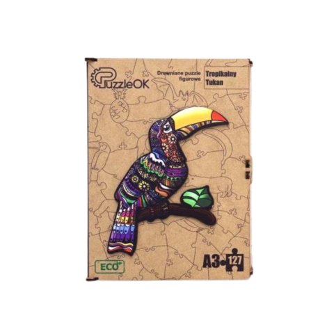 PUZZLE DREWNIANE UKŁADANKA TROPIKALNY TUKAN ZESTAW PUZZLI A3 OZDOBA PUZZLE DREWNIANE UKŁADANKA TROPIKALNY TUKAN ZESTAW PUZZLI A3 OZDOBA