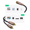 Przejściówka kabel przewód audio 3.5mm mini jack żeński - 2x RCA męski 2m brązowy