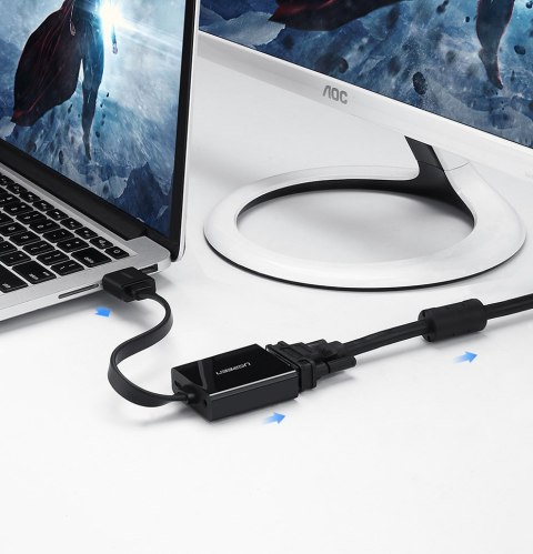 Adapter przejściówka HDMI - VGA micro USB AUX audio 3.5 mm mini jack czarny Adapter przejściówka HDMI - VGA micro USB AUX audio 3.5 mm mini jack czarny