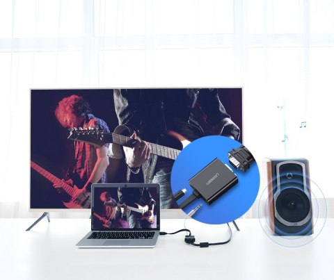 Adapter przejściówka HDMI - VGA micro USB AUX audio 3.5 mm mini jack czarny Adapter przejściówka HDMI - VGA micro USB AUX audio 3.5 mm mini jack czarny