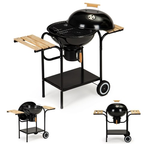 Grill ogrodowy węglowy z pokrywą i półkami ruszt popielnik Grill ogrodowy węglowy z pokrywą i półkami ruszt popielnik