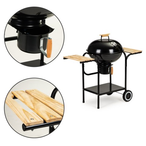 Grill ogrodowy węglowy z pokrywą i półkami ruszt popielnik Grill ogrodowy węglowy z pokrywą i półkami ruszt popielnik