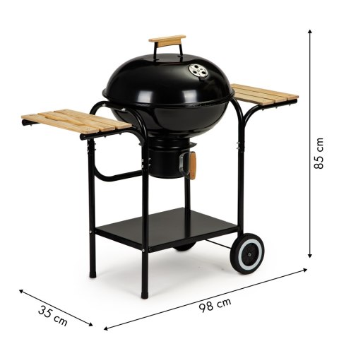 Grill ogrodowy węglowy z pokrywą i półkami ruszt popielnik Grill ogrodowy węglowy z pokrywą i półkami ruszt popielnik