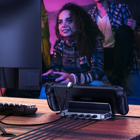 HUB Adapter do Steam Deck USB-C USB-A HDMI RJ45 PD szary HUB Adapter do Steam Deck USB-C USB-A HDMI RJ45 PD szary