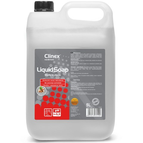 Mydło w płynie do rąk nawilżające zapach migdałowy CLINEX Liquid Soap 5L Mydło w płynie do rąk nawilżające zapach migdałowy CLINEX Liquid Soap 5L
