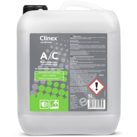 Płyn środek do mycia czyszczenia klimatyzacji i wentylacji CLINEX A/C 5L Płyn środek do mycia czyszczenia klimatyzacji i wentylacji CLINEX A/C 5L