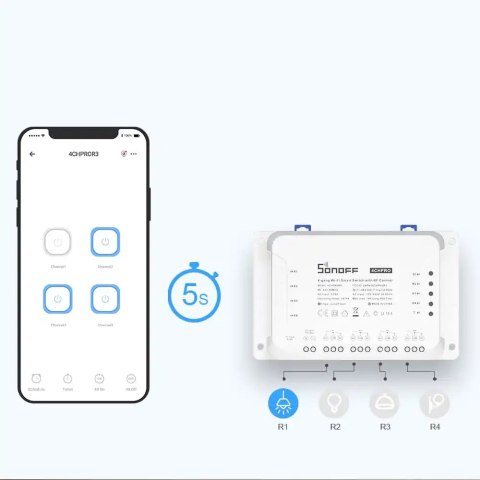 Inteligentny 4-kanałowy przekaźnik przełącznik prądu WiFi biały 4CHR3 Inteligentny 4-kanałowy przekaźnik przełącznik prądu WiFi biały 4CHR3