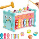 MAGICZNE PUDEŁKO EDUKACYJNE NA KÓŁKACH SÓWKA SORTER CYMBAŁKI WBIJAK MŁOTEK
