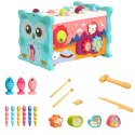 MAGICZNE PUDEŁKO EDUKACYJNE NA KÓŁKACH SÓWKA SORTER CYMBAŁKI WBIJAK MŁOTEK