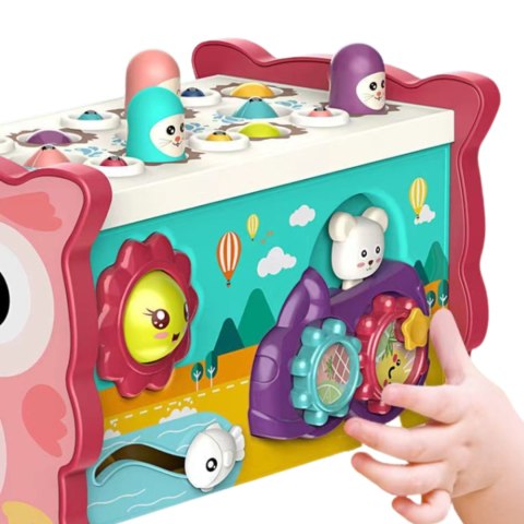MAGICZNE PUDEŁKO EDUKACYJNE NA KÓŁKACH SÓWKA SORTER CYMBAŁKI WBIJAK MŁOTEK MAGICZNE PUDEŁKO EDUKACYJNE NA KÓŁKACH SÓWKA SORTER CYMBAŁKI WBIJAK MŁOTEK